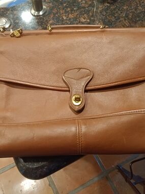 Vintage Jack George Leather Shoulder Briefcase in Cognac Brown